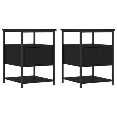 Bedside Cabinets 2 pcs Black 40x42x56 cm Engineered Wood