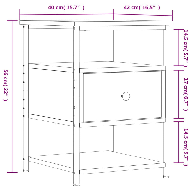 Bedside Cabinet Grey Sonoma 40x42x56 cm Engineered Wood