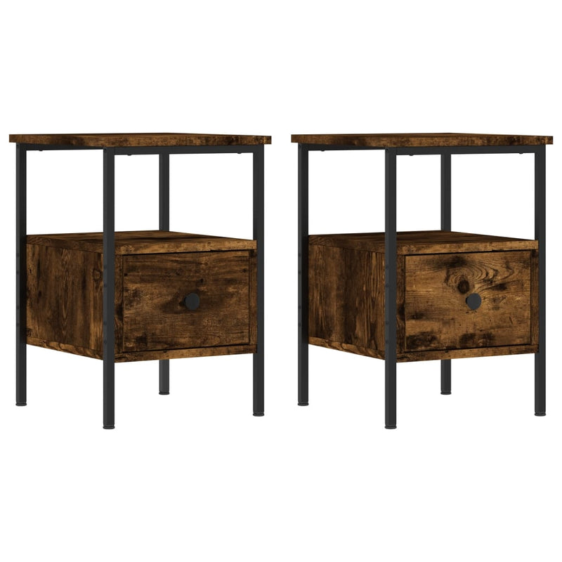 Bedside Cabinets 2 pcs Smoked Oak 34x36x50 cm Engineered Wood