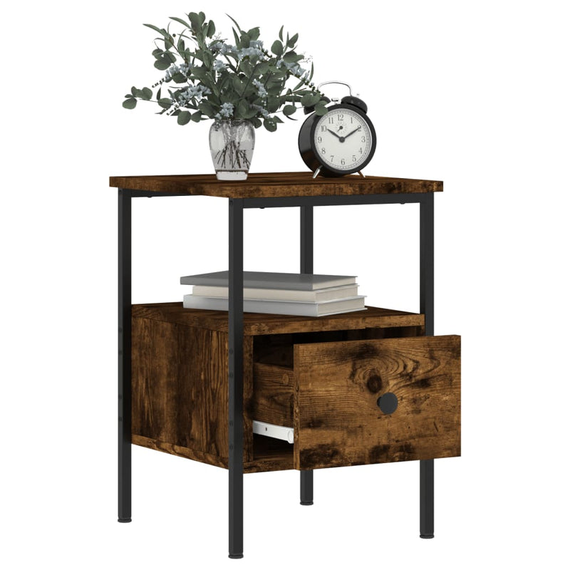 Bedside Cabinets 2 pcs Smoked Oak 34x36x50 cm Engineered Wood