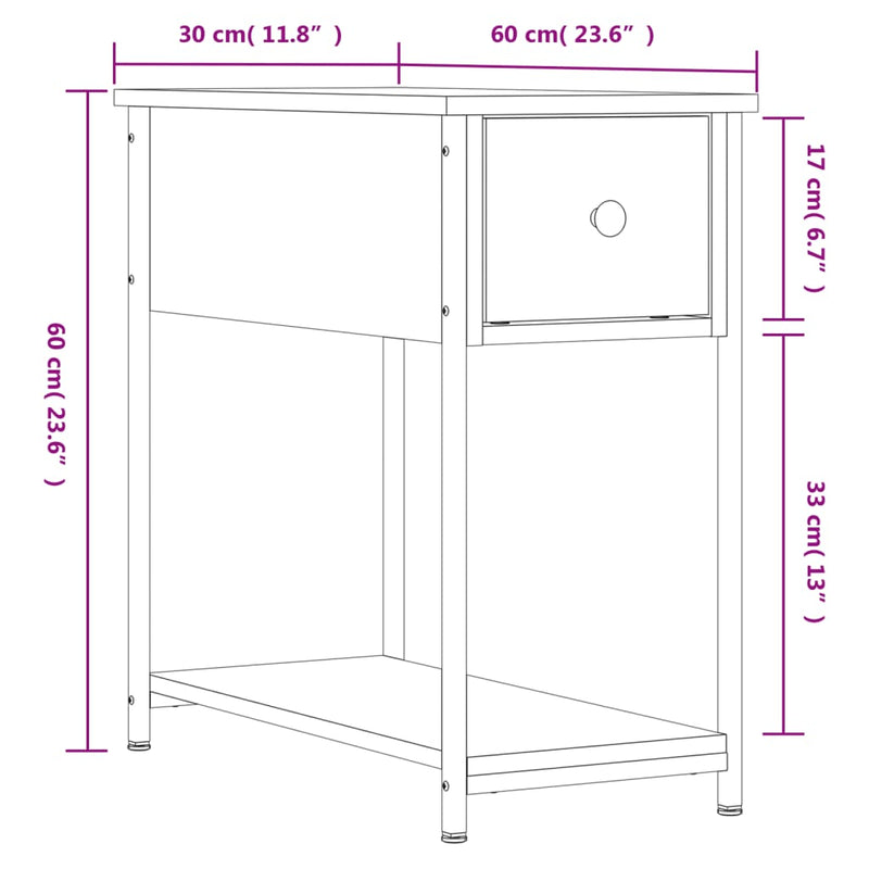 Bedside Cabinet Smoked Oak 30x60x60 cm Engineered Wood