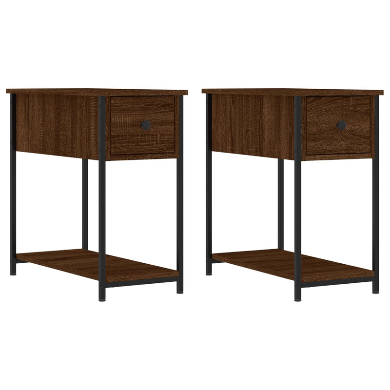 Bedside Cabinets 2 pcs Brown Oak 30x60x60 cm Engineered Wood