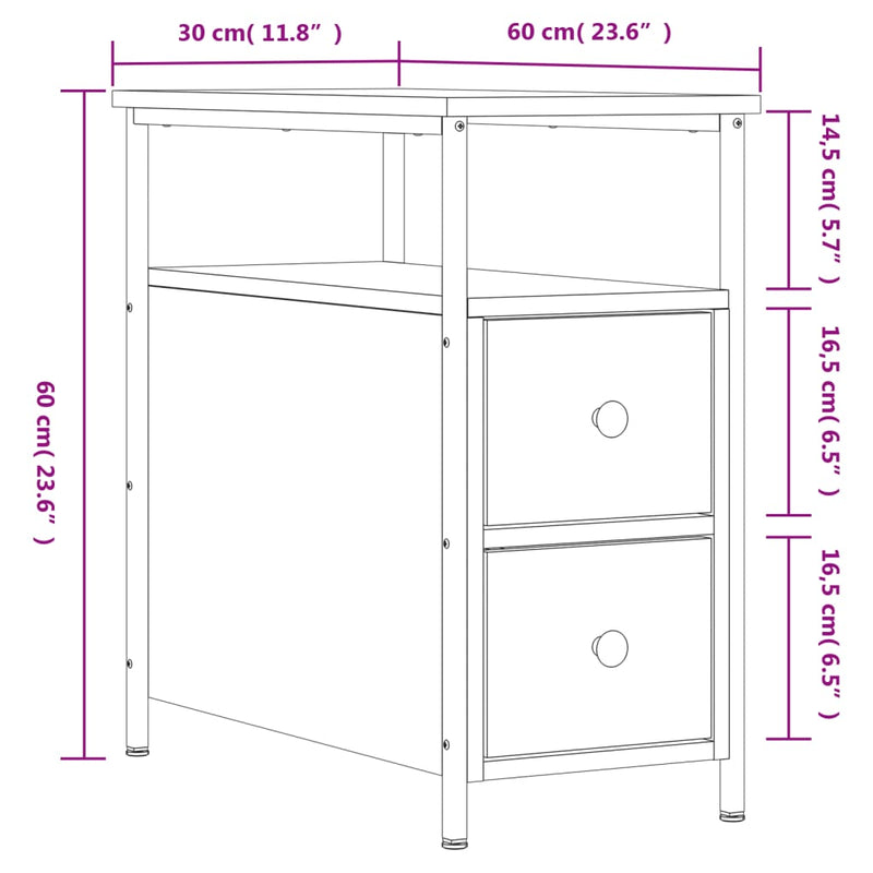 Bedside Cabinet Black 30x60x60 cm Engineered Wood