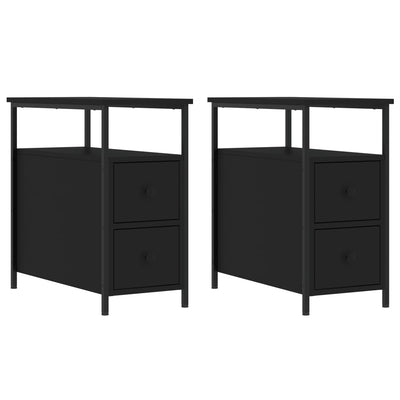 Bedside Cabinets 2 pcs Black 30x60x60 cm Engineered Wood