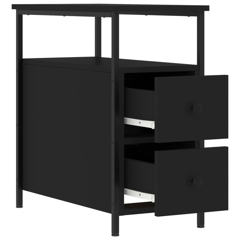 Bedside Cabinets 2 pcs Black 30x60x60 cm Engineered Wood