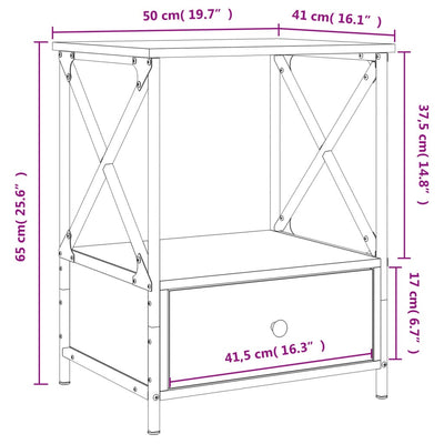 Bedside Table Black 50x41x65 cm Engineered Wood