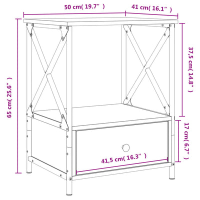 Bedside Table Sonoma Oak 50x41x65 cm Engineered Wood