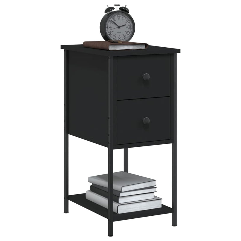 Bedside Cabinets 2 pcs Black 32x42x70 cm Engineered Wood