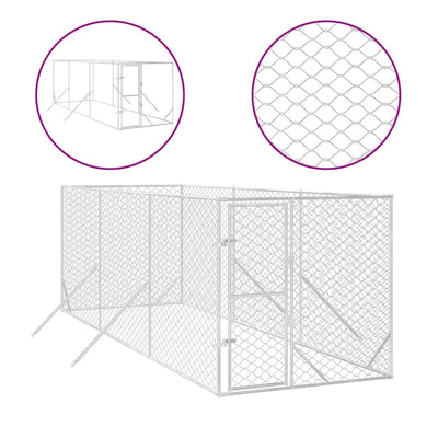 Outdoor Dog Kennel Silver 2x6x2 m Galvanised Steel