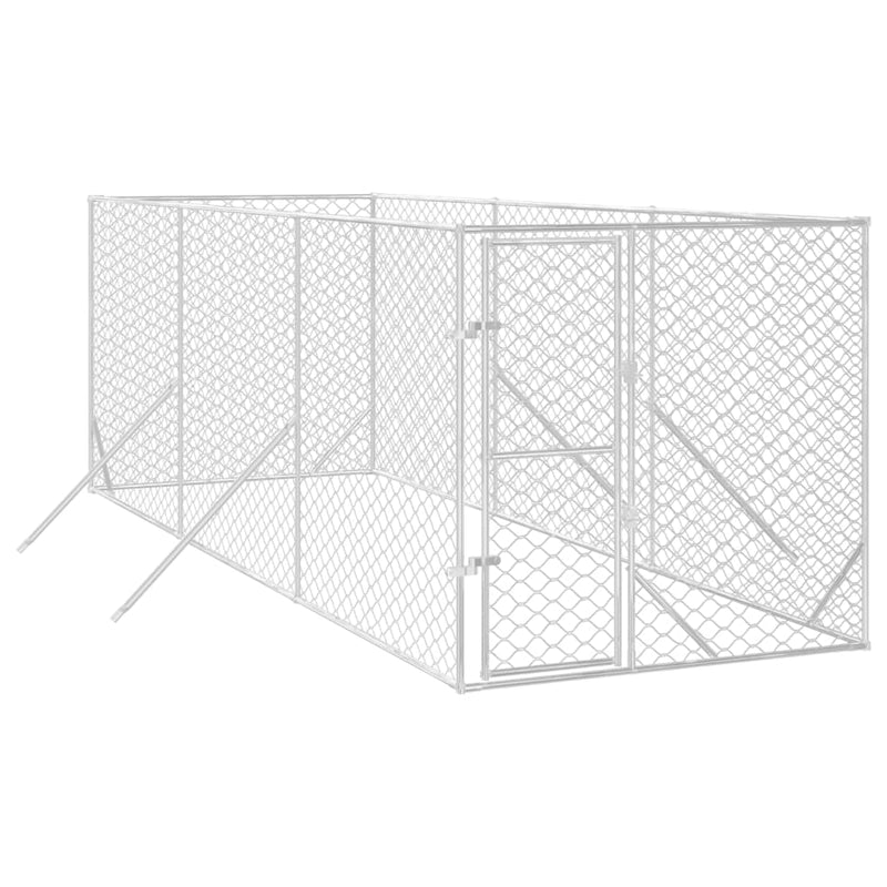 Outdoor Dog Kennel Silver 2x6x2 m Galvanised Steel