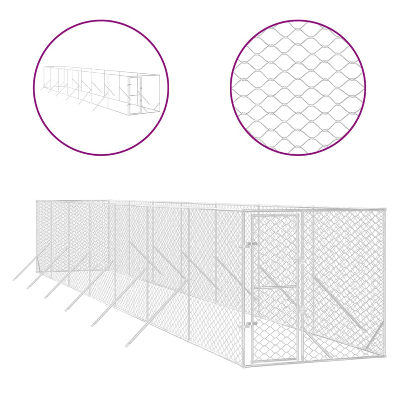 Outdoor Dog Kennel Silver 2x14x2 m Galvanised Steel