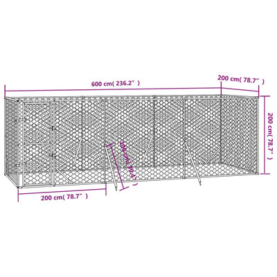 Outdoor Dog Kennel Silver 6x2x2 m Galvanised Steel