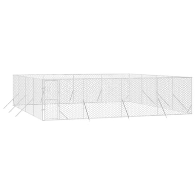 Outdoor Dog Kennel Silver 8x8x2 m Galvanised Steel