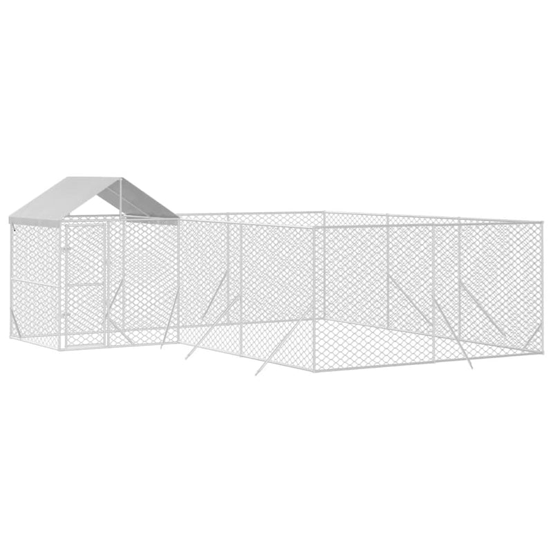 Outdoor Dog Kennel with Roof Silver 6x6x2.5 m Galvanised Steel