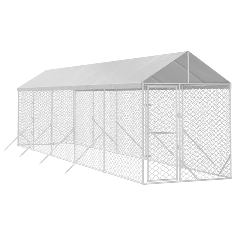 Outdoor Dog Kennel with Roof Silver 2x10x2.5 m Galvanised Steel