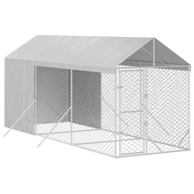 Outdoor Dog Kennel with Roof Silver 2x6x2.5 m Galvanised Steel