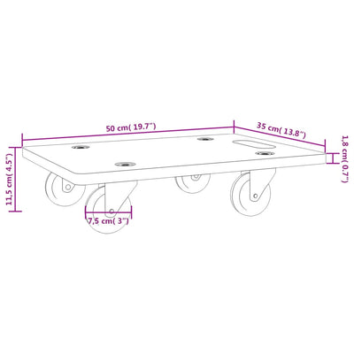 Transport Trolleys 2 pcs Rectangular 50x35x11.5 cm 250 kg