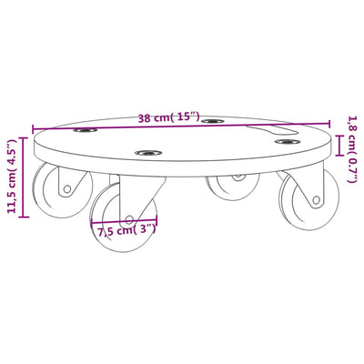 Transport Trolleys 2 pcs Round Ø38x11.5 cm 250 kg