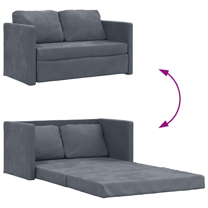 Floor Sofa Bed 2-in-1 Dark Grey 122x204x55 cm Velvet