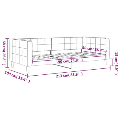 Day Bed without Mattress Light Grey 90x190 cm Velvet