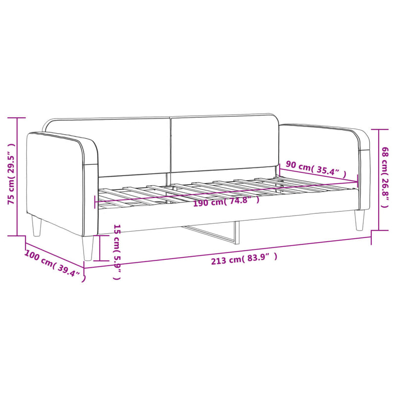 Day Bed without Mattress Dark Grey 90x190 cm Fabric