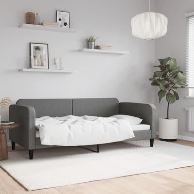 Day Bed without Mattress Dark Grey 90x190 cm Fabric