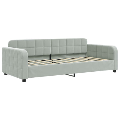 Day Bed without Mattress Light Grey 90x190 cm Velvet