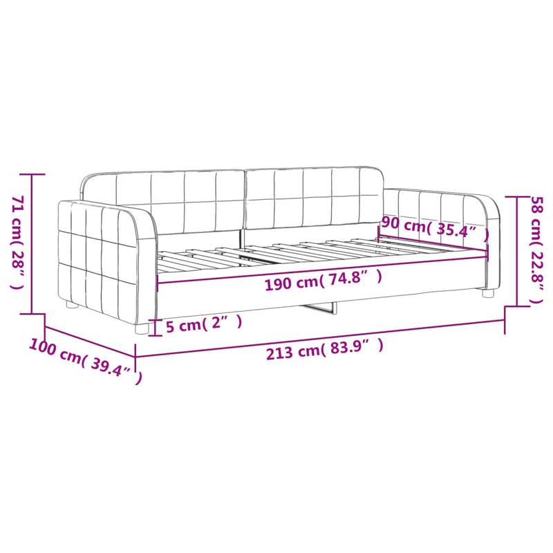 Day Bed without Mattress Light Grey 90x190 cm Velvet