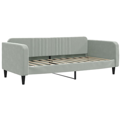 Day Bed without Mattress Light Grey 90x190 cm Velvet