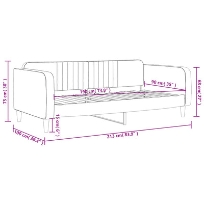 Day Bed without Mattress Light Grey 90x190 cm Velvet