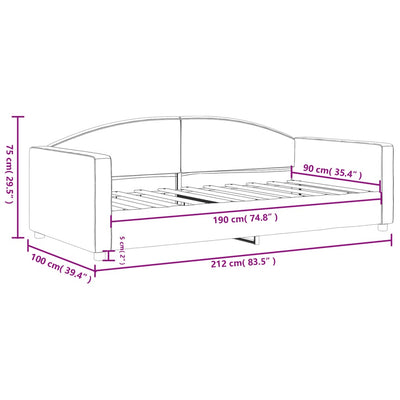 Day Bed without Mattress Dark Grey 90x190 cm Fabric