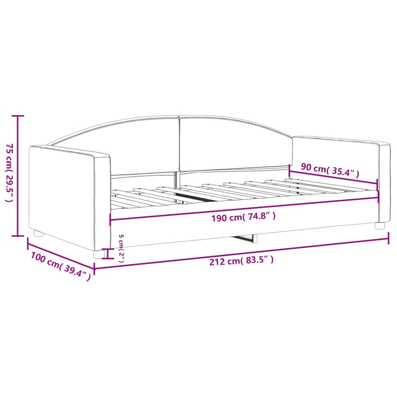 Day Bed without Mattress Dark Grey 90x190 cm Fabric