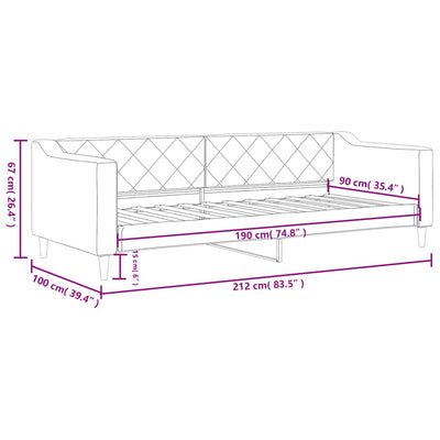 Day Bed without Mattress Dark Grey 90x190 cm Fabric