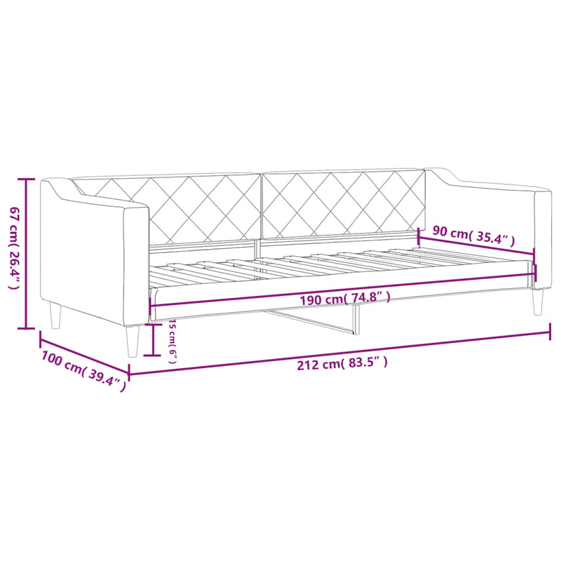 Day Bed without Mattress Dark Grey 90x190 cm Fabric
