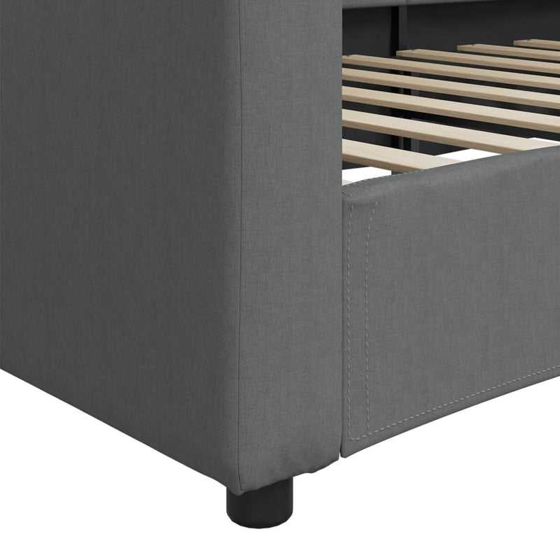 Day Bed without Mattress Dark Grey 90x190 cm Fabric