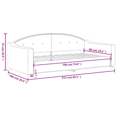 Day Bed without Mattress Dark Grey 90x190 cm Fabric