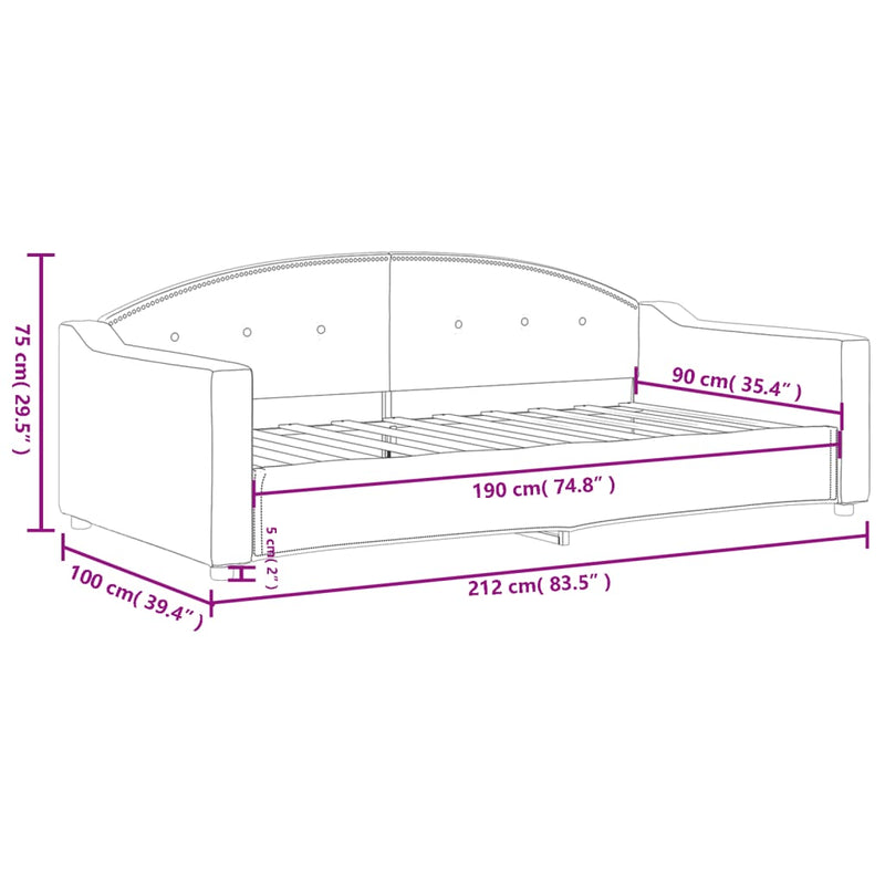 Day Bed without Mattress Dark Grey 90x190 cm Fabric