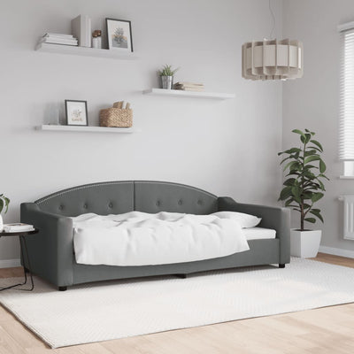 Day Bed without Mattress Dark Grey 90x190 cm Fabric