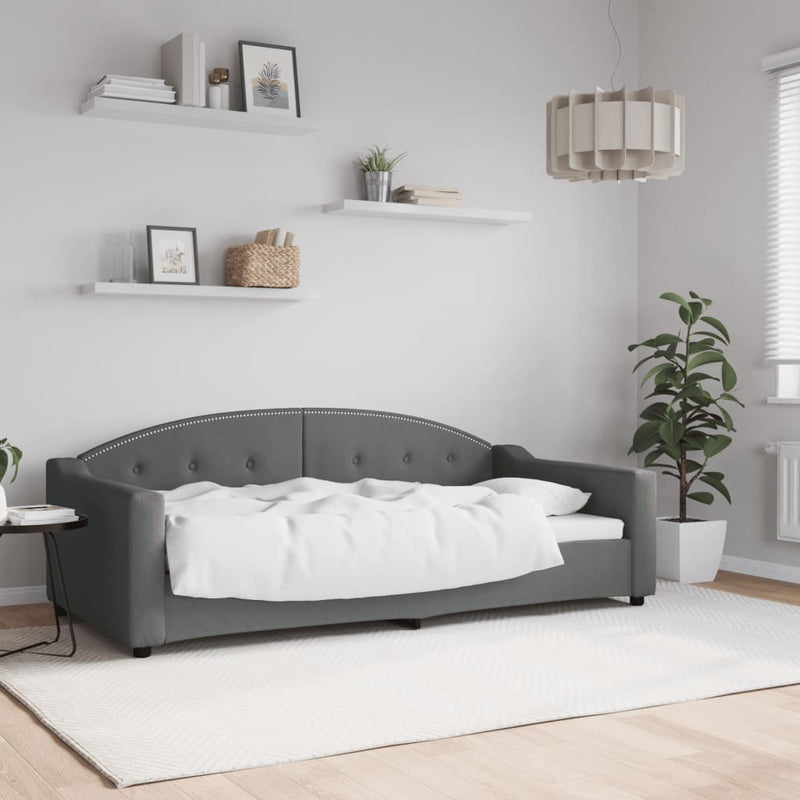 Day Bed without Mattress Dark Grey 90x190 cm Fabric
