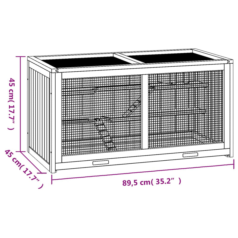 Hamster Cage 89.5x45x45 cm Solid Wood Fir