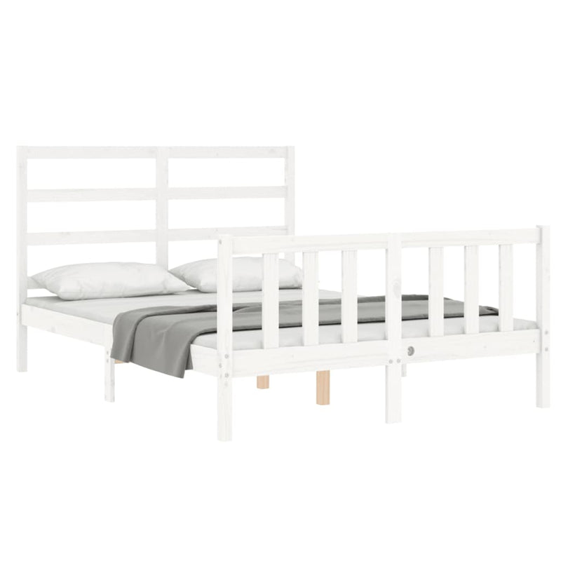 Bed Frame without Mattress White 135x190 cm Solid Wood Pine