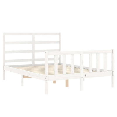 Bed Frame without Mattress White 135x190 cm Solid Wood Pine