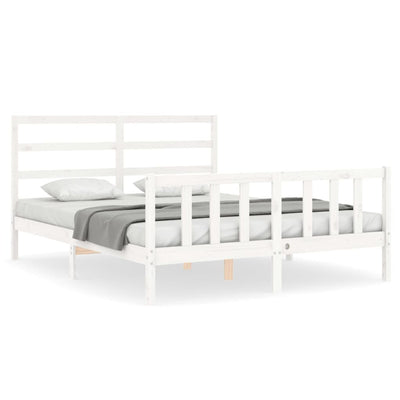 Bed Frame without Mattress White 150x200 cm Solid Wood Pine