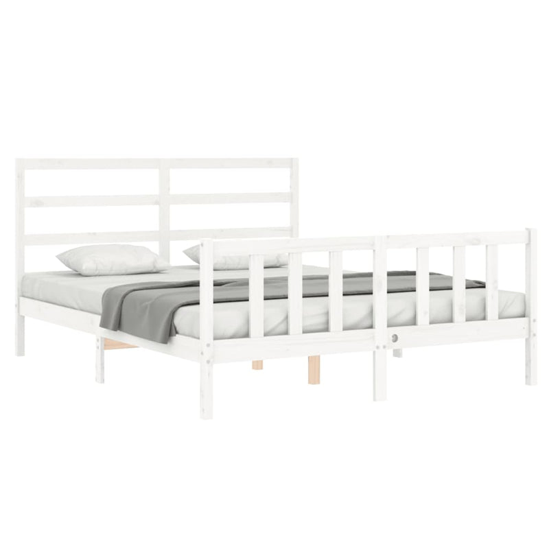 Bed Frame without Mattress White 150x200 cm Solid Wood Pine