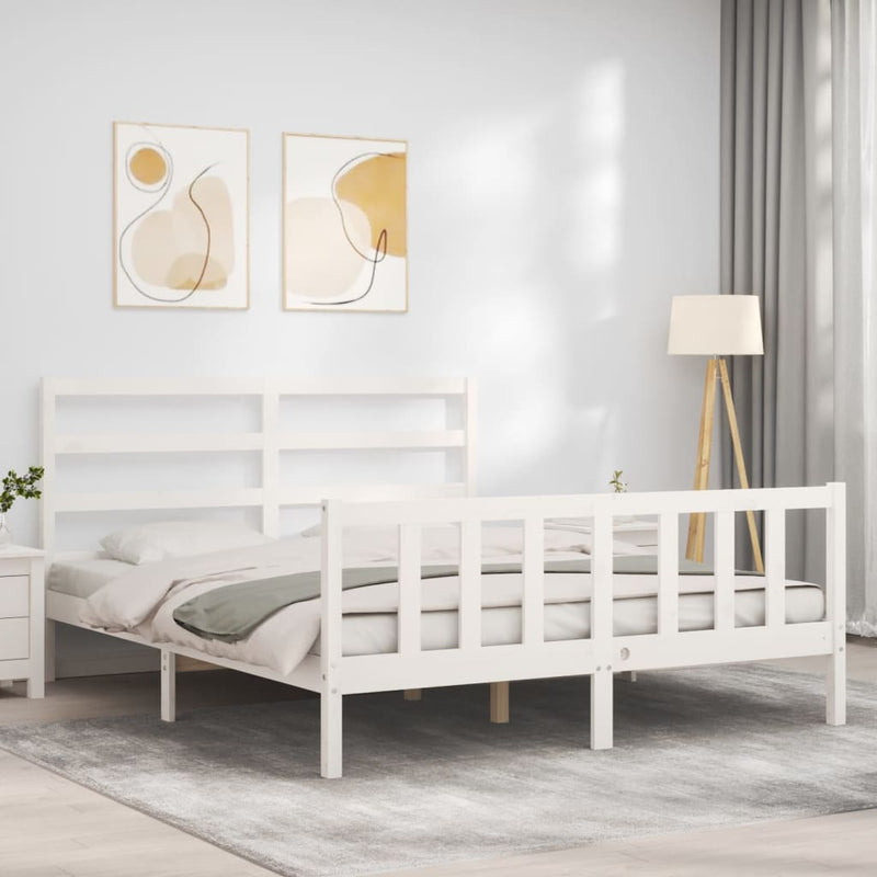 Bed Frame without Mattress White 150x200 cm Solid Wood Pine