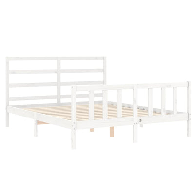 Bed Frame without Mattress White 150x200 cm Solid Wood Pine