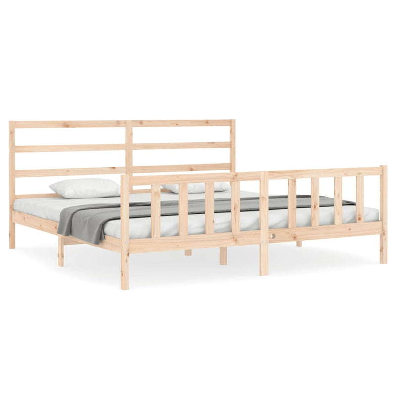 Bed Frame with Headboard 183x203 cm King Solid Wood