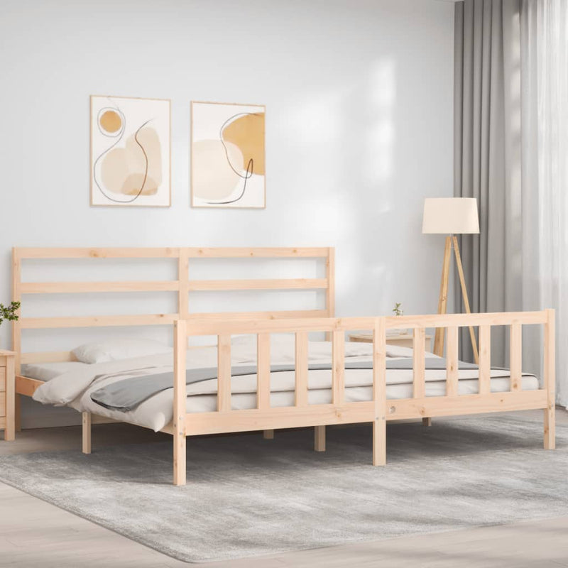 Bed Frame with Headboard 183x203 cm King Solid Wood