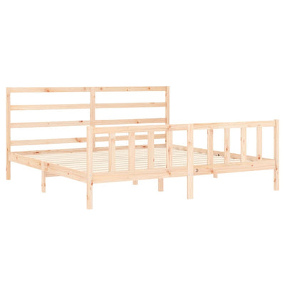 Bed Frame with Headboard 183x203 cm King Solid Wood