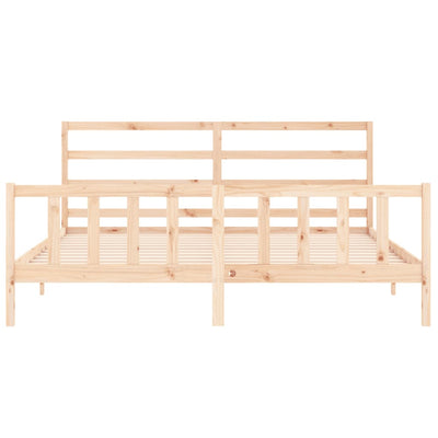 Bed Frame with Headboard 183x203 cm King Solid Wood